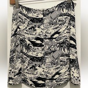 Reformation Women’s Black & Cream Patterned Mini Skirt Size 4